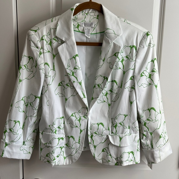Worthington Jackets & Blazers - Worthington White and Green Patterned Lined Blazer
